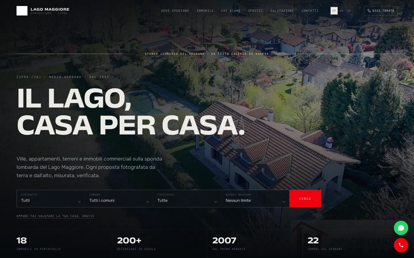 Il sito consegnato a Immobiliare Lago Maggiore, aperto su desktop